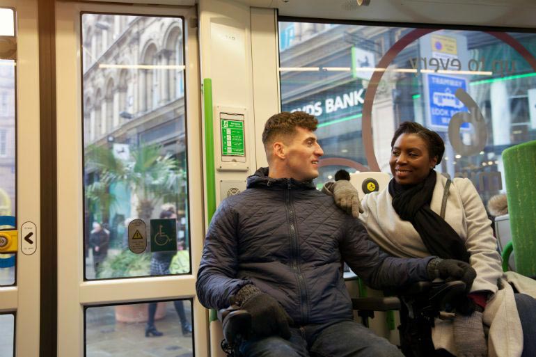 A man and a woman sitting together