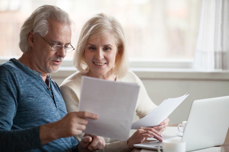 Older couple planning