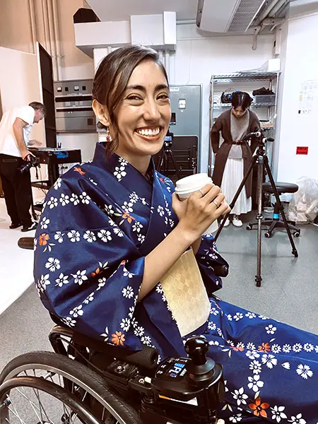 Julia wearing a kimono in Japan