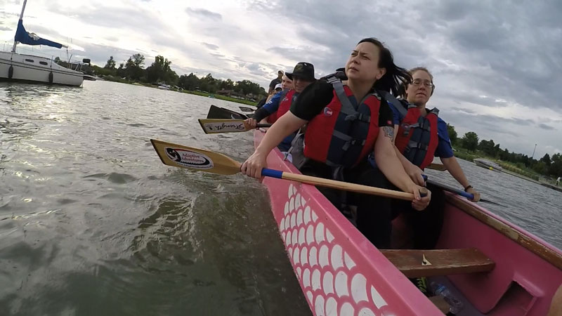 Dragon boat team on the water