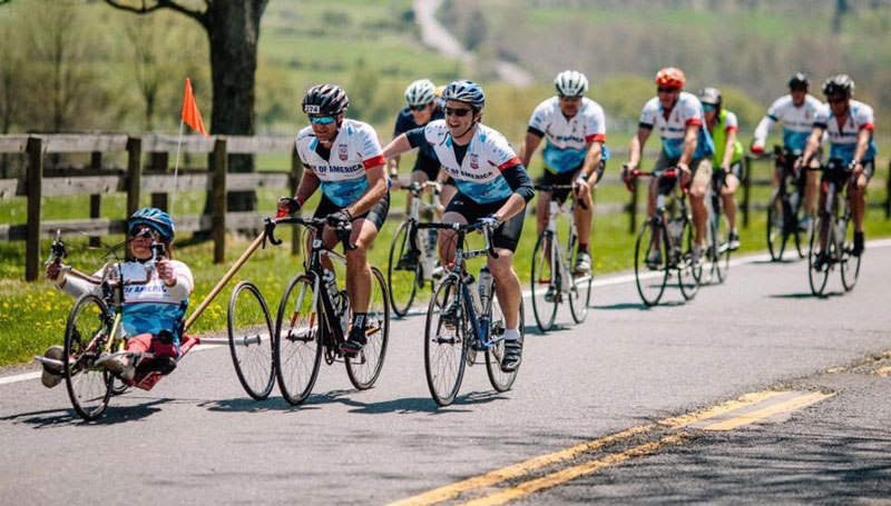 Channing handcycling in the Face of America Ride to Gettysburg