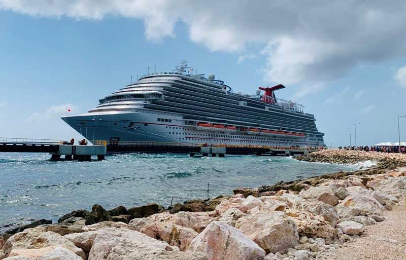 The cruise ship docked in port