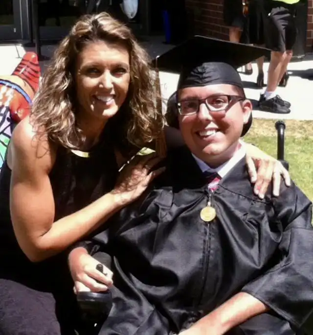 Sandy with Cory at his graduation